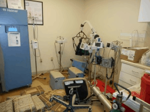 environmental services in a medical clinic that needs sanitation after flood